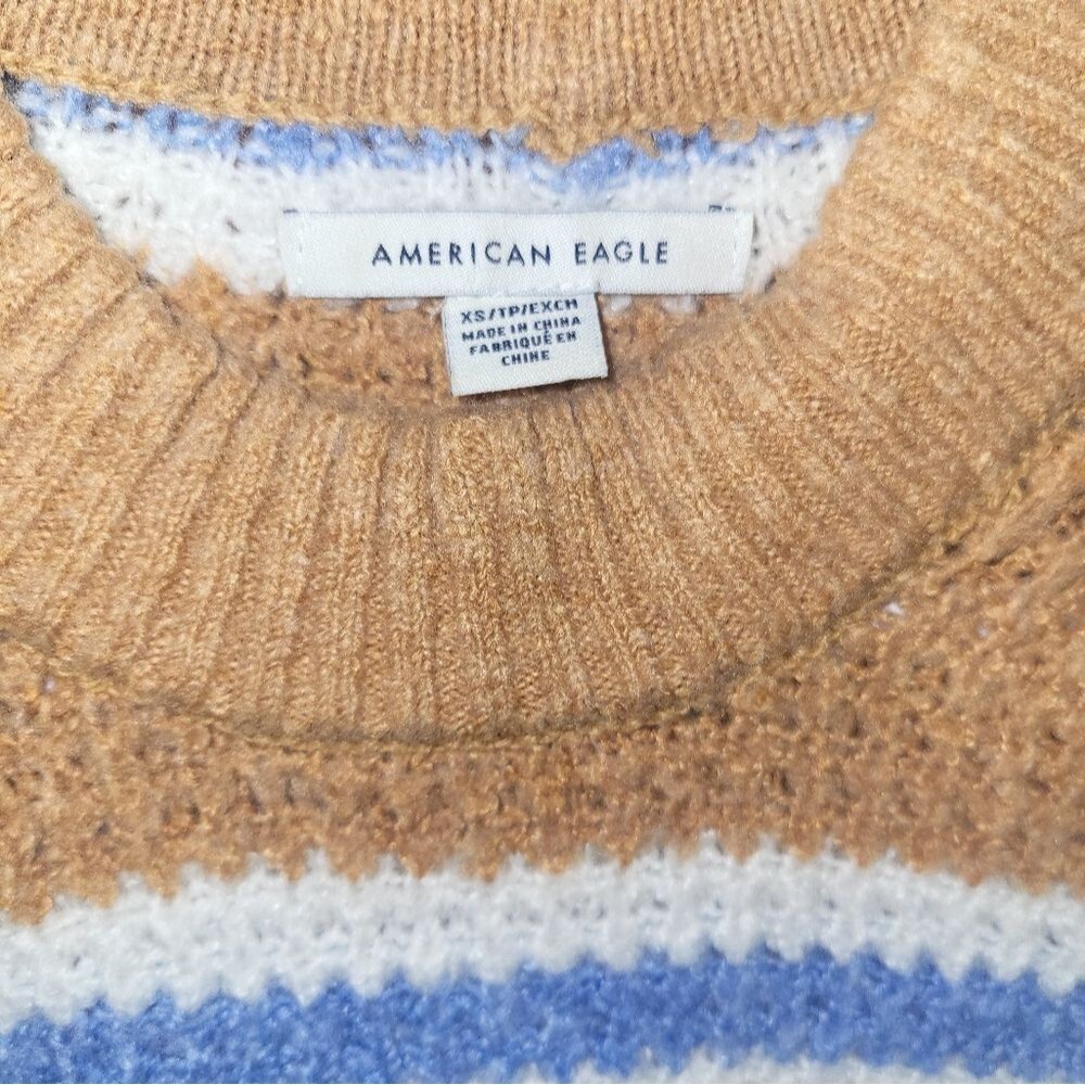 American Eagle Stripe Oversized Knit Crewneck Sweater Xsmall - Picture 4 of 5